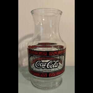 Coca Cola Godfathers Pizza Vintage Glass Carafe. Anchor Hocking 48oz.